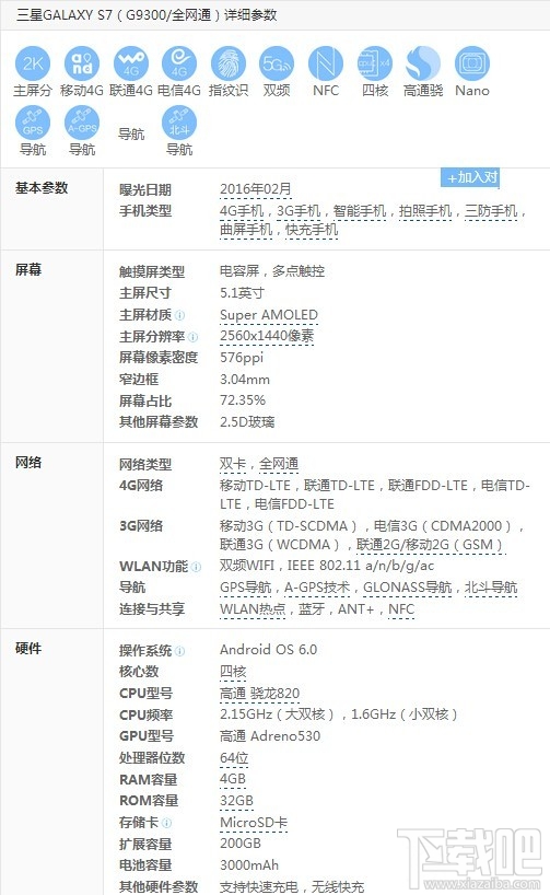 三星s7配置参数