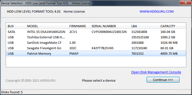 Hard Disk Low level format tool